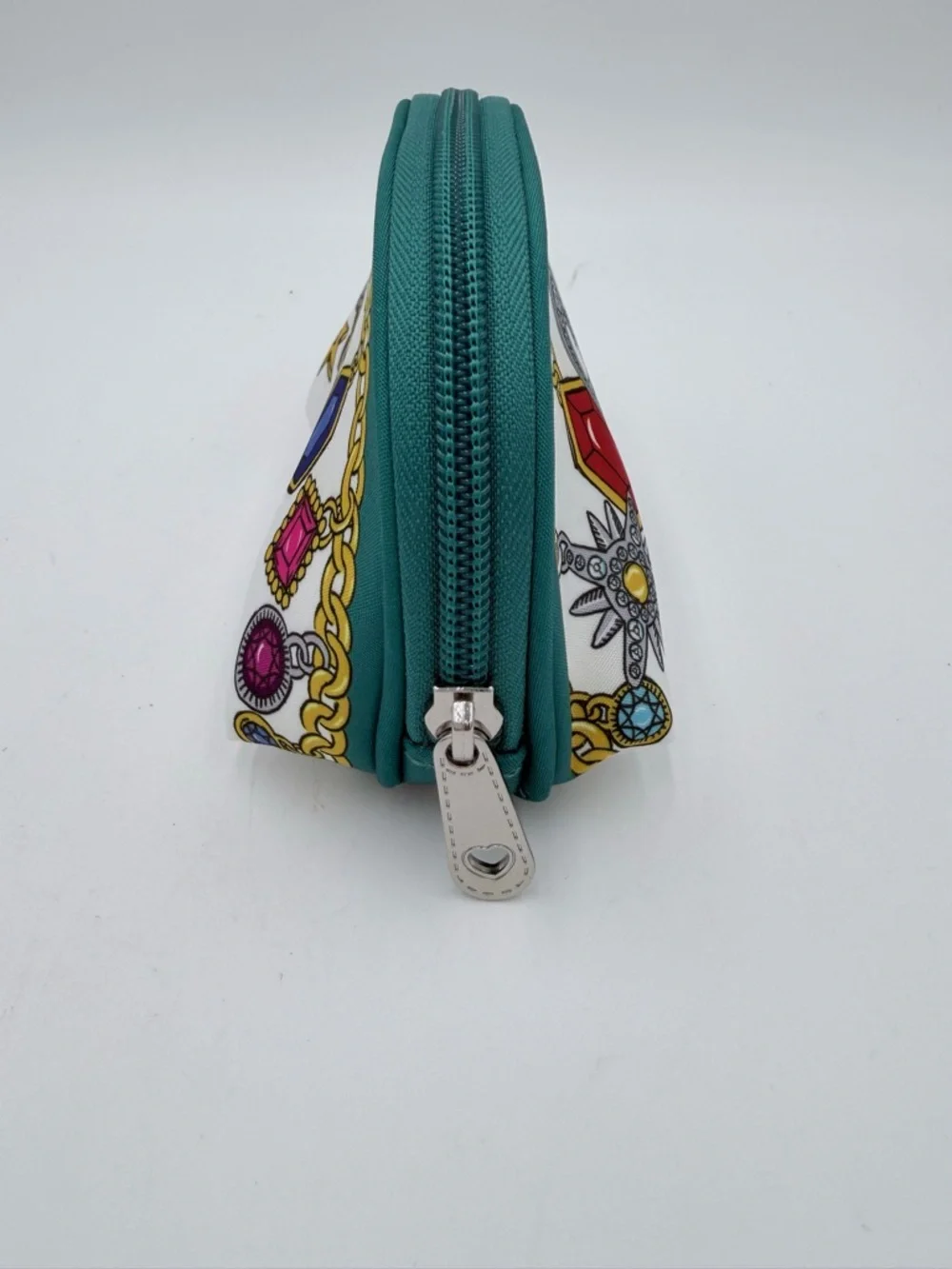 Brighton Charmed Love Cosmetic Bag Set 2pc NWT White Teal Jewelry Print Pouches